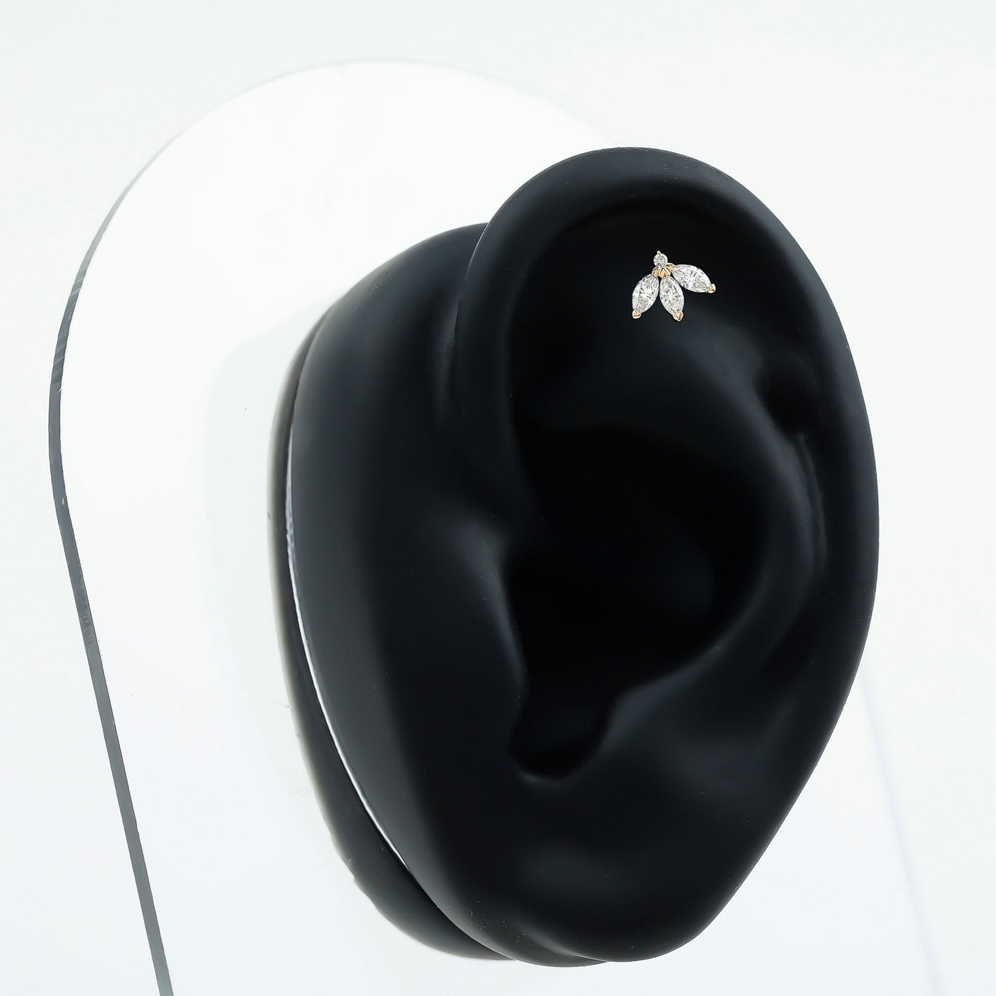 Marquise Moissanite Lotus Flower Helix Earring