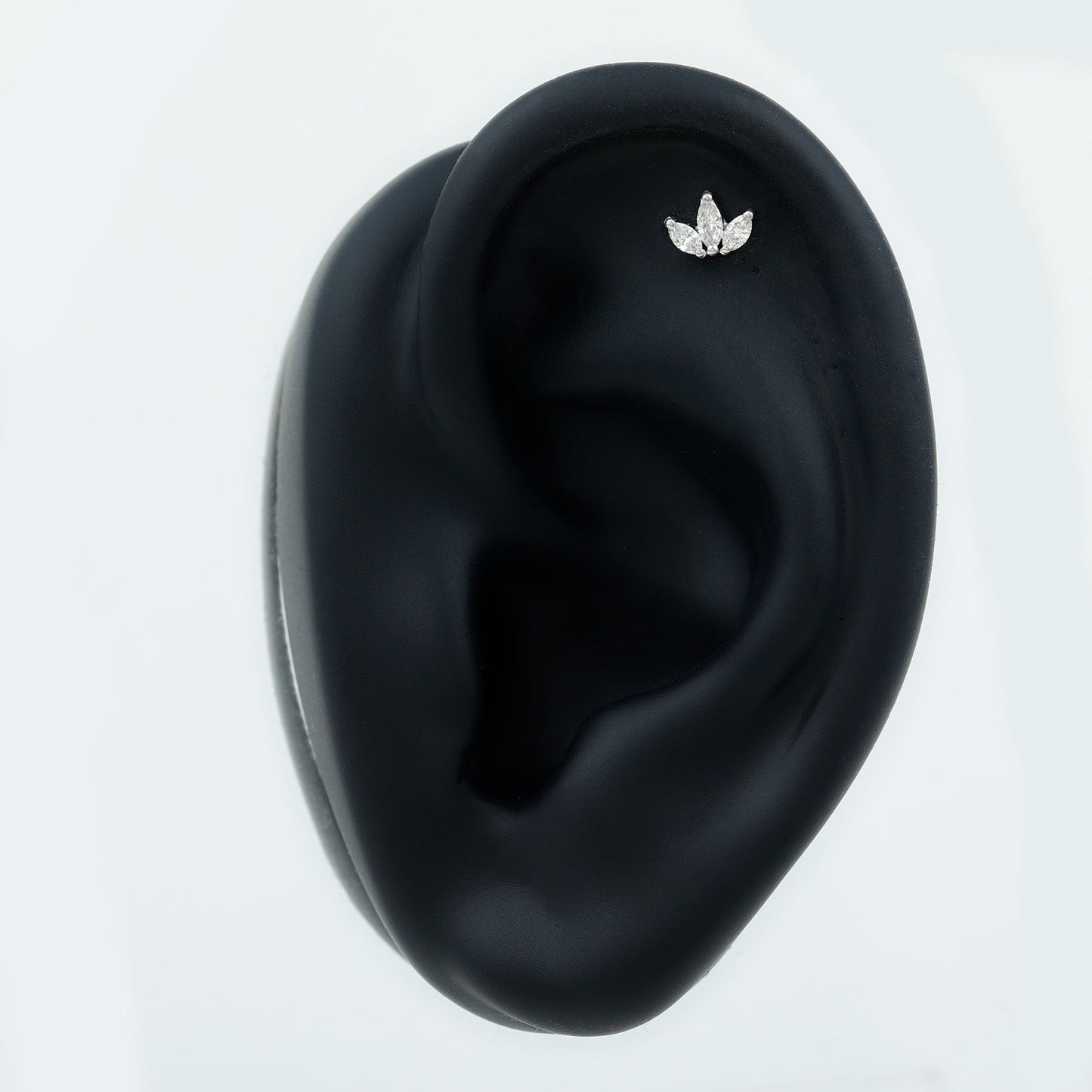 Marquise Cut Diamond Lotus Flower Earring for Helix Piercing