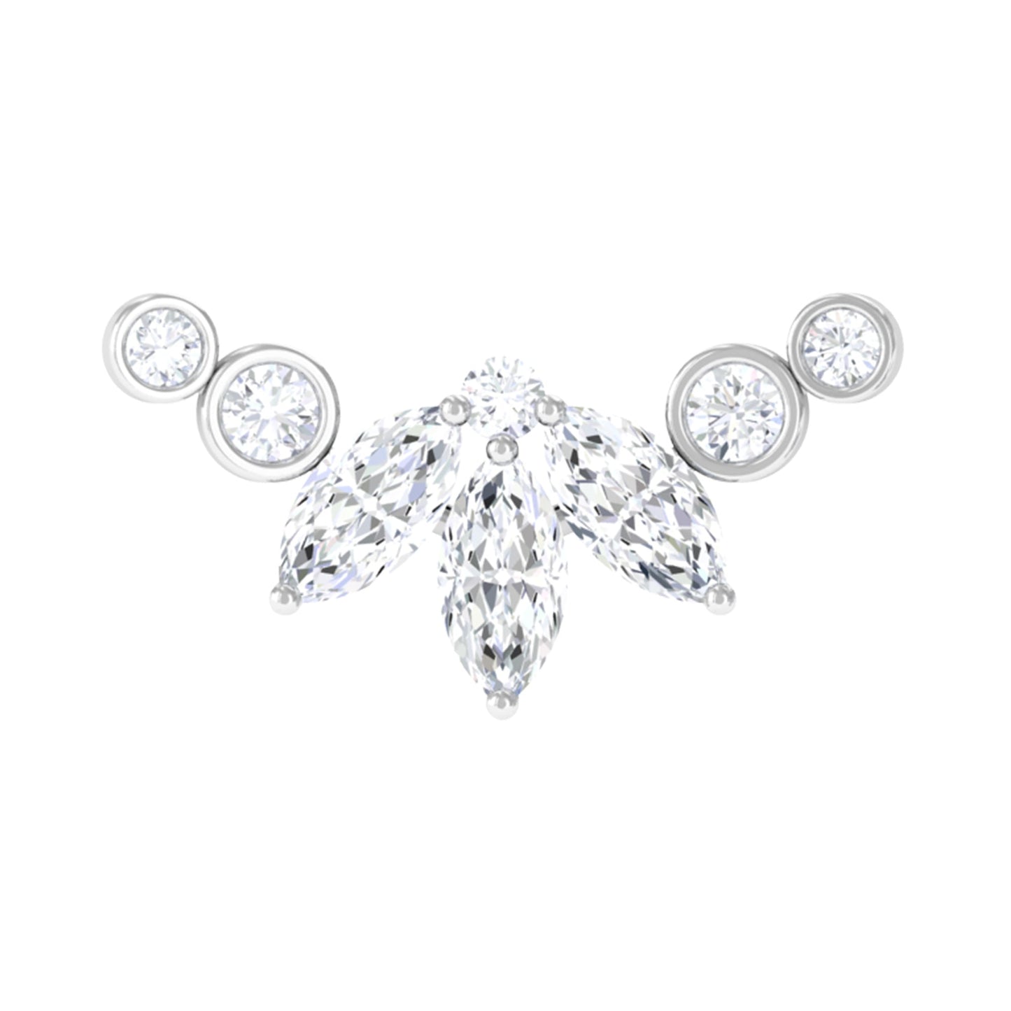 Marquise Moissanite Curved Crawler Earring for Helix Piercing