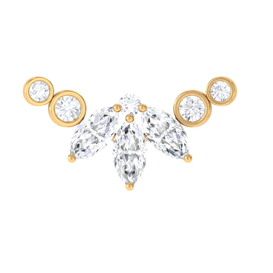 Marquise Moissanite Curved Crawler Earring for Helix Piercing