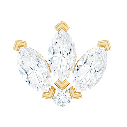 Certified Marquise Moissanite Lotus Flower Earring for Helix Piercing