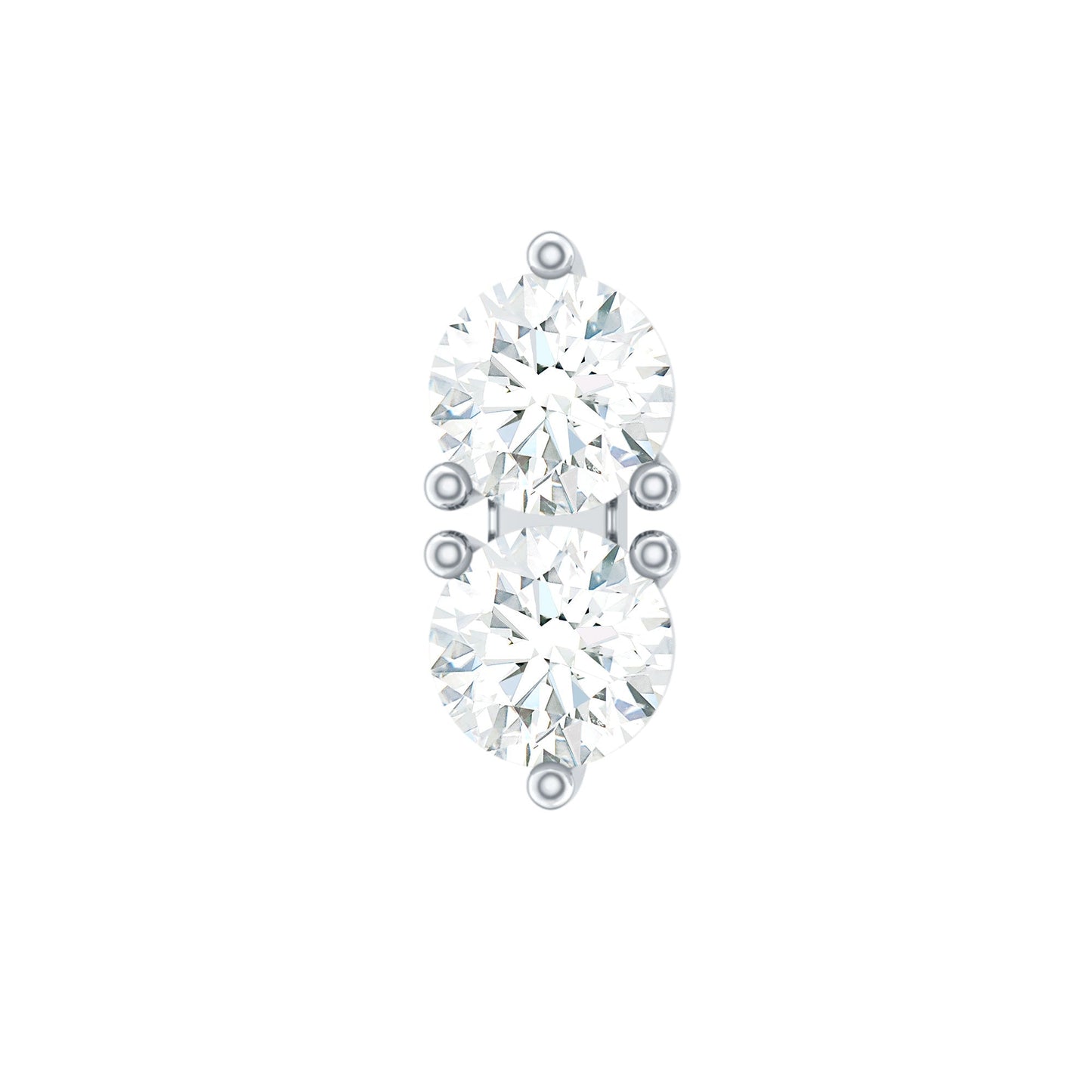 Natural Diamond 2 Stone Earring for Tragus Piercing