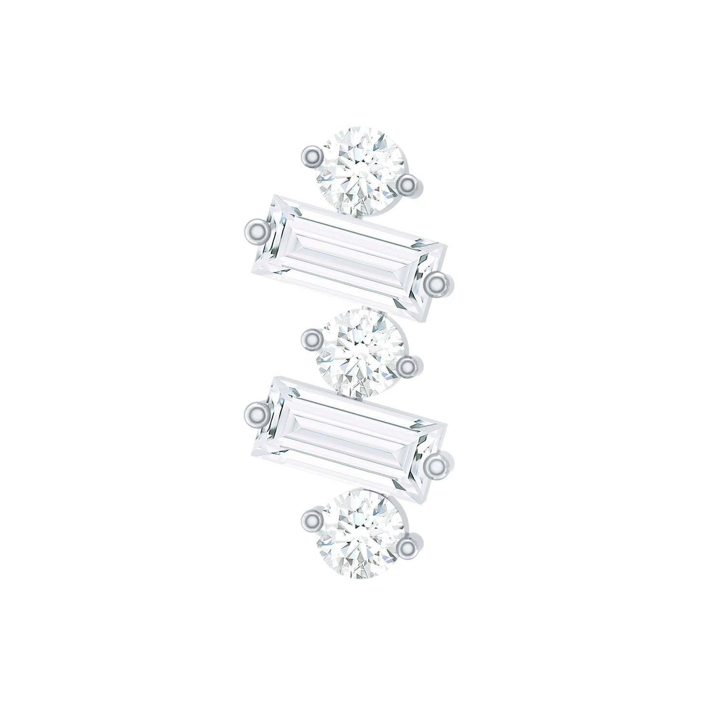 Genuine Baguette Diamond Tragus Earring With Certificate