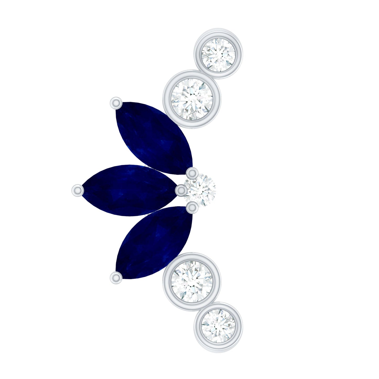 Natural Blue Sapphire Ear Crawler Earring