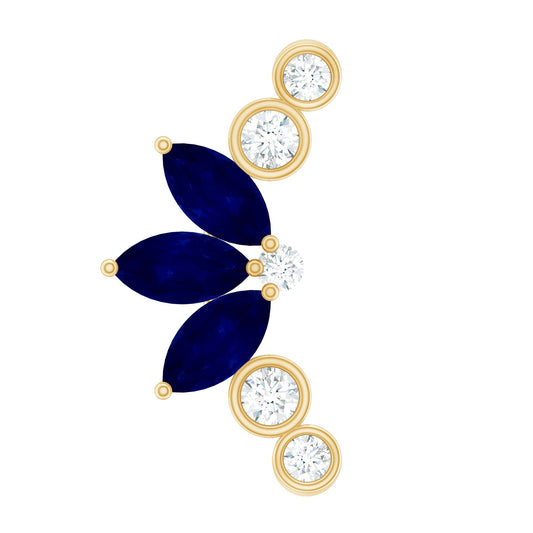 Natural Blue Sapphire Ear Crawler Earring