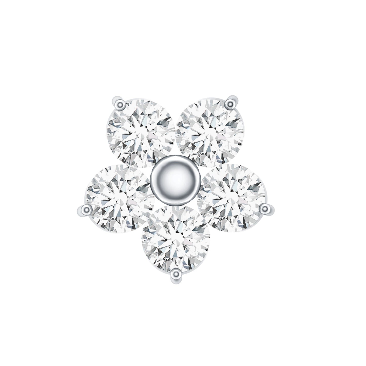 Round Moissanite Simple Flower Earring for Conch Piercing