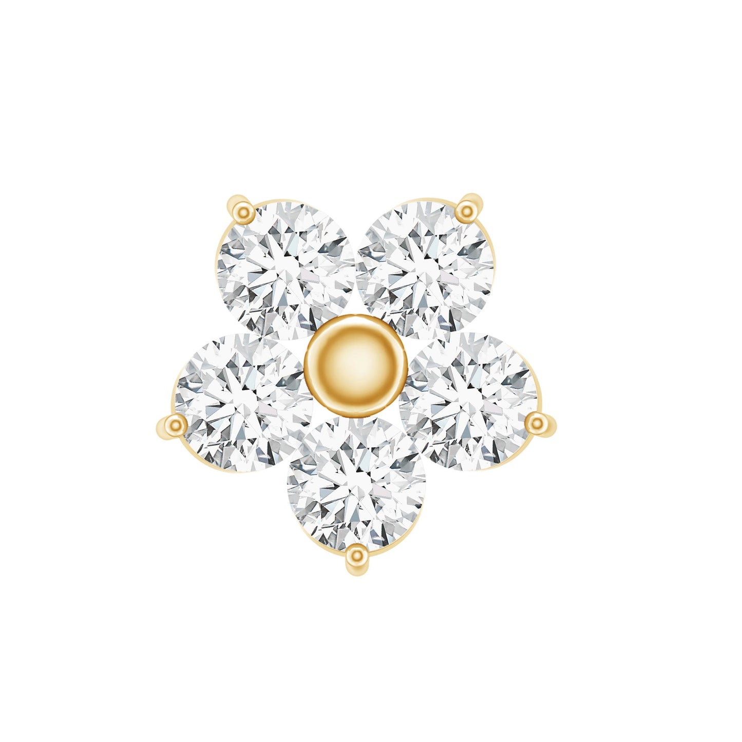 Round Moissanite Simple Flower Earring for Conch Piercing