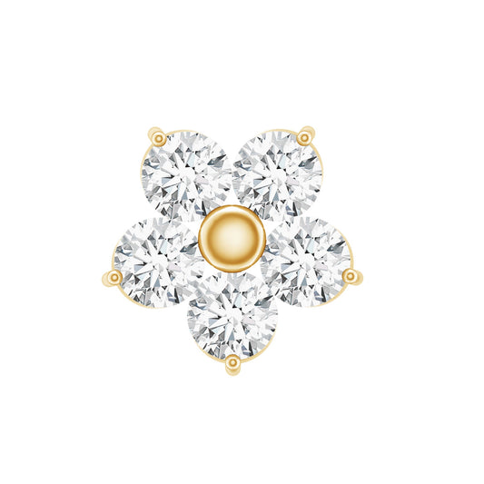 Round Moissanite Simple Flower Earring for Conch Piercing