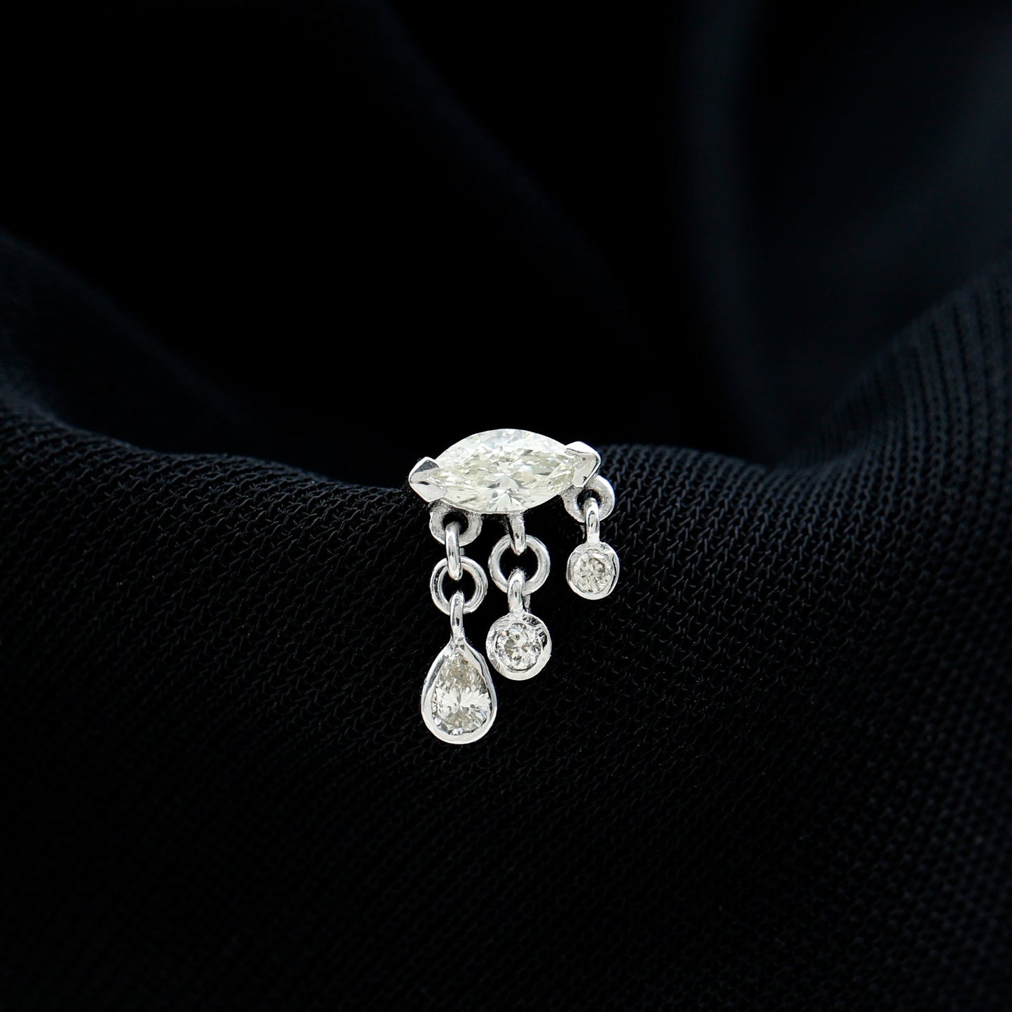 Marquise Diamond Drop Earring for Helix Piercing
