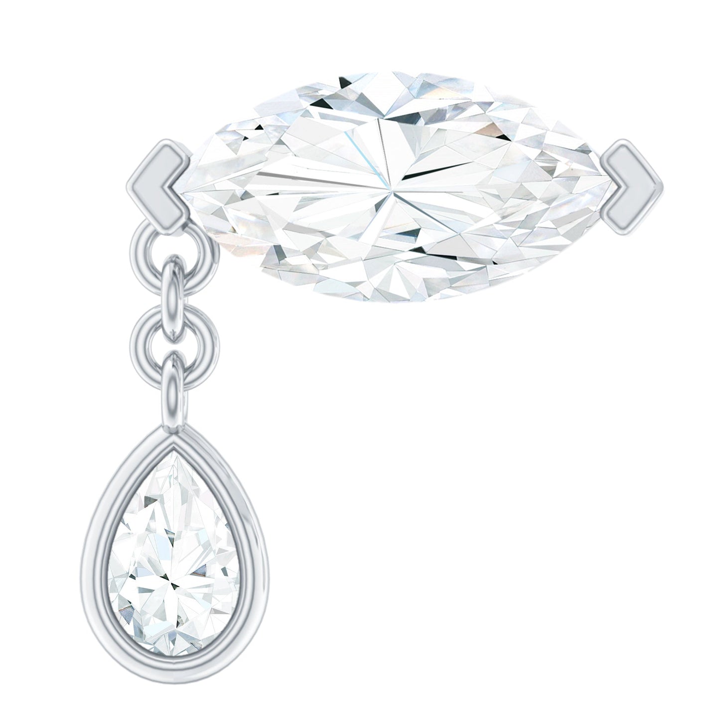 Real Marquise Diamond Cartilage Drop Earring