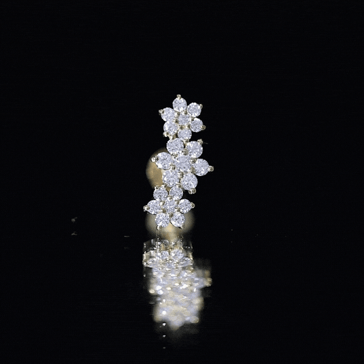Certified Moissanite Floral Ear Climber Earring