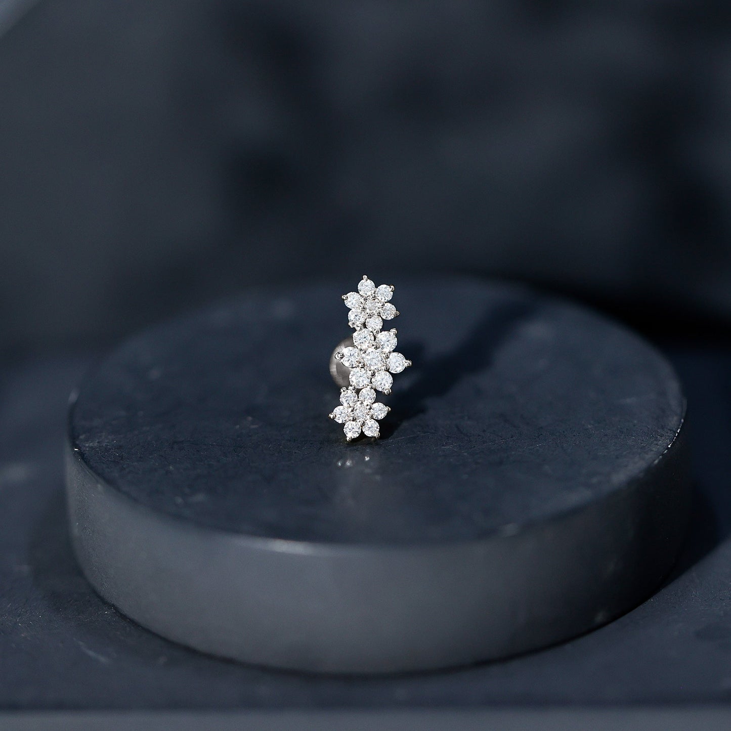 Certified Moissanite Floral Ear Climber Earring