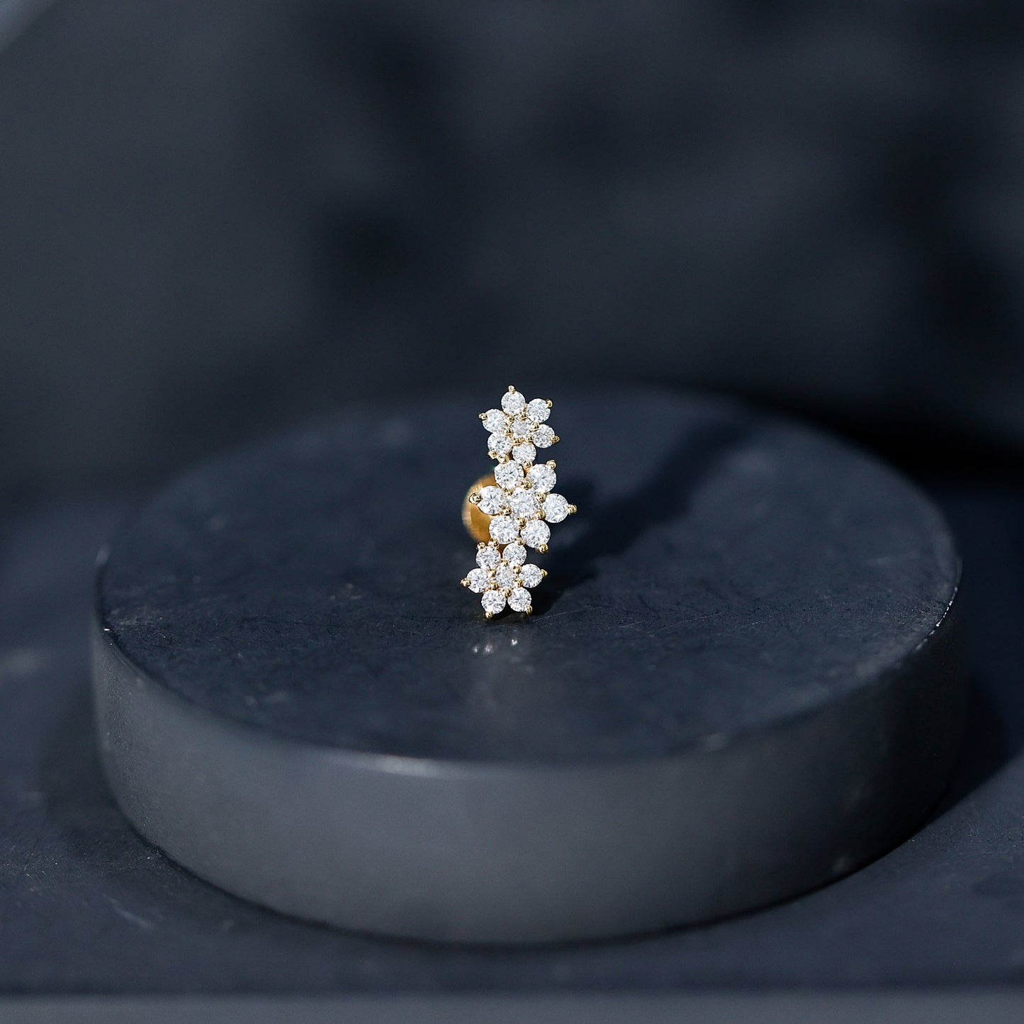Certified Moissanite Floral Ear Climber Earring
