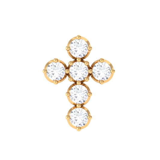 Certified Moissanite Cross Earring for Cartilage Piercing