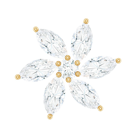 Marquise Moissanite Flower Earring for Cartilage Piercing