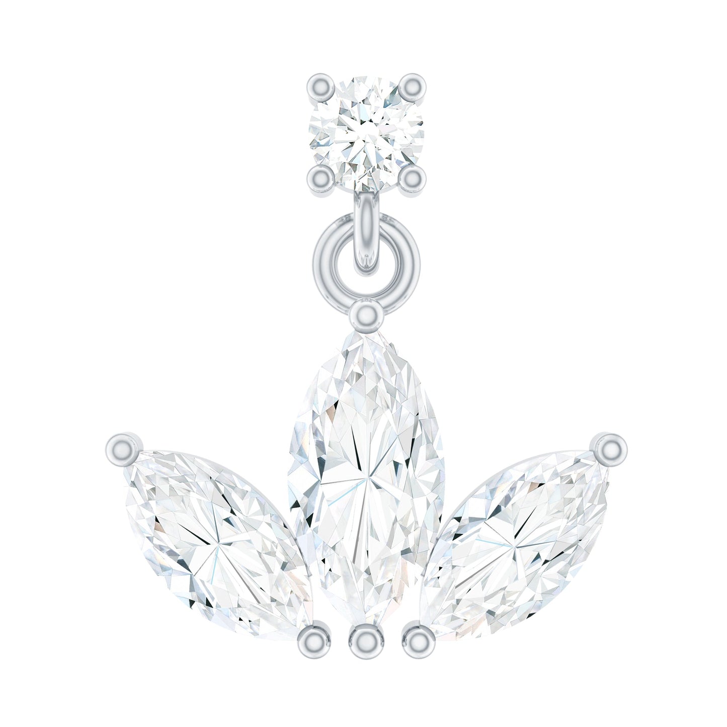 Marquise Cut Moissanite Lotus Flower Drop Helix Earring