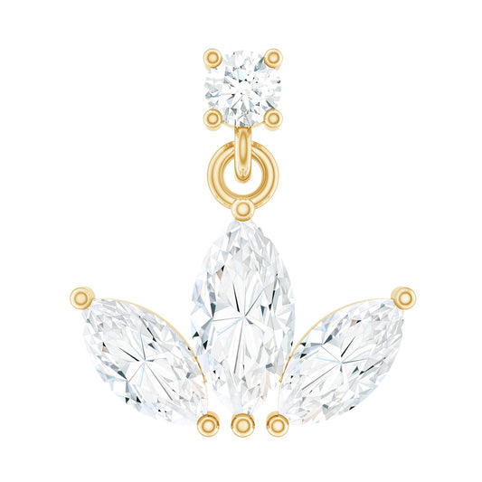 Marquise Cut Moissanite Lotus Flower Drop Helix Earring