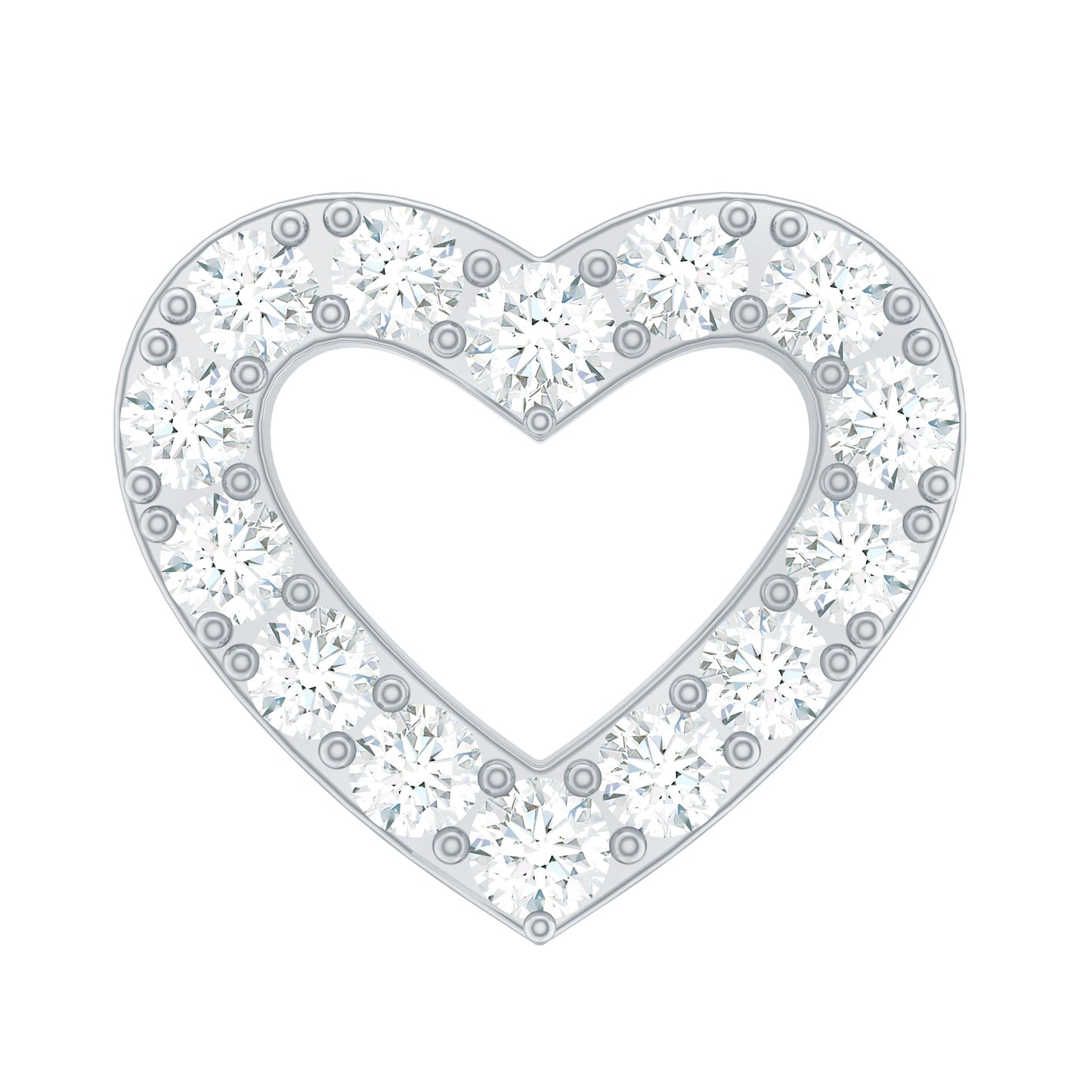Certified Moissanite Open Heart Earring for Helix Piercing