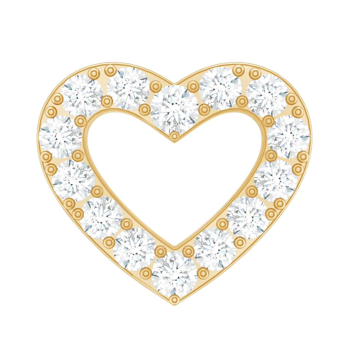 Certified Moissanite Open Heart Earring for Helix Piercing