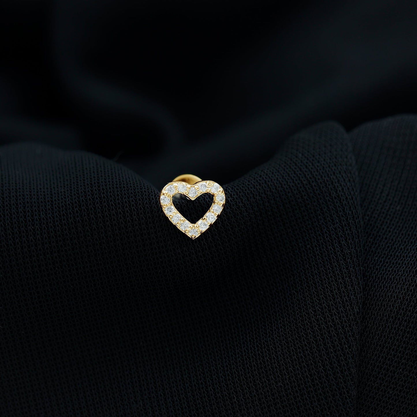 Certified Moissanite Open Heart Earring for Helix Piercing
