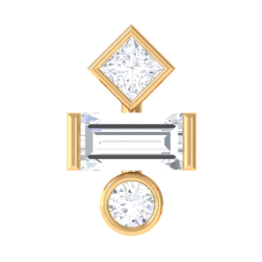 Certified Moissanite Three Stone Earring for Tragus Piercing