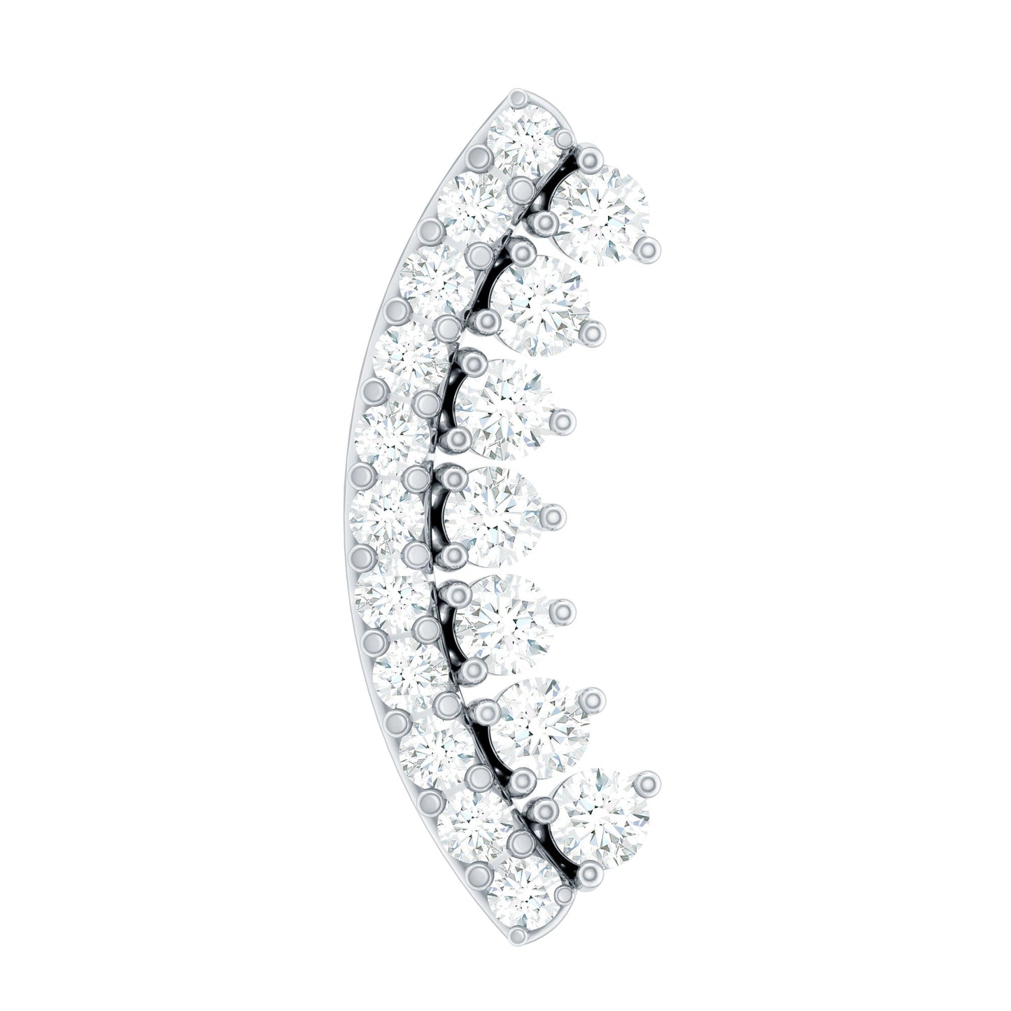 Certified Moissanite Curved Earring for Cartilage Piercing