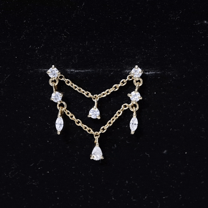 Certified Moissanite Double Chain Helix Earring