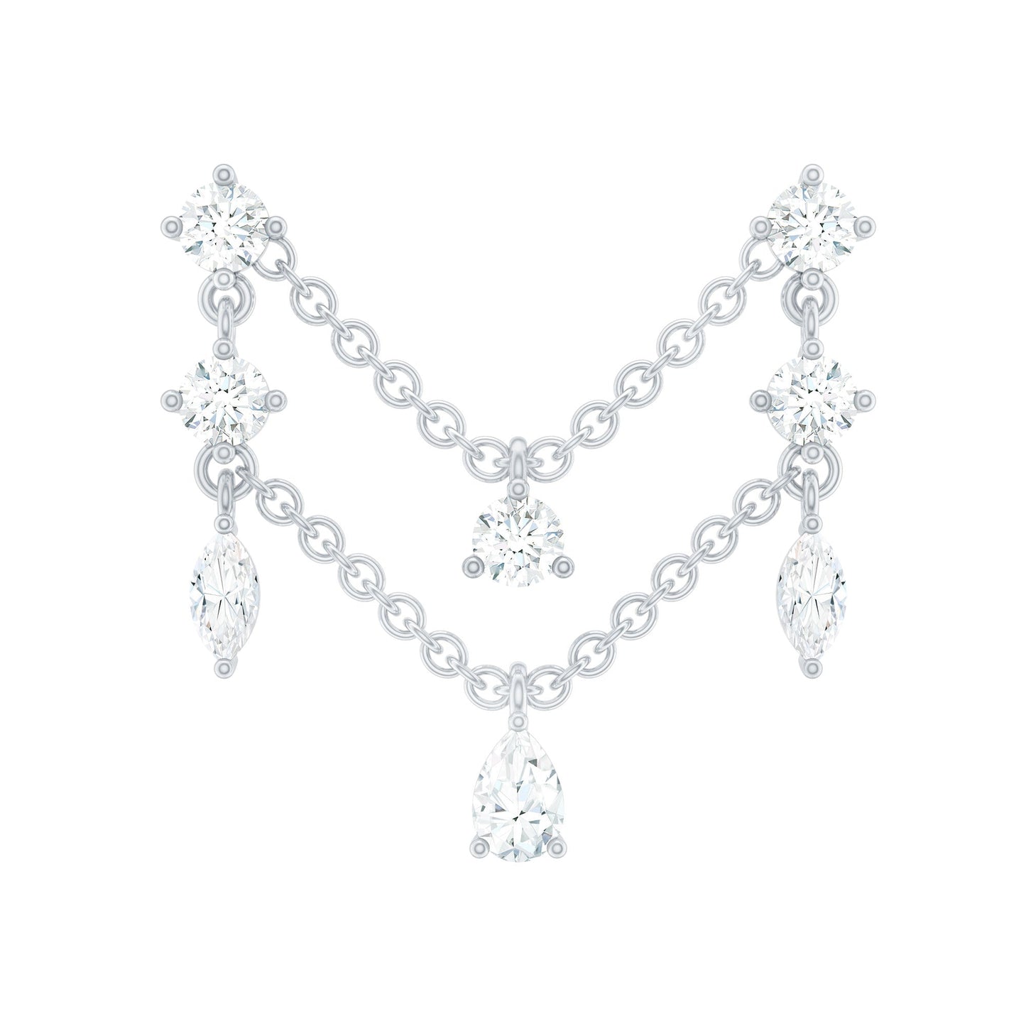 Certified Moissanite Double Chain Helix Earring