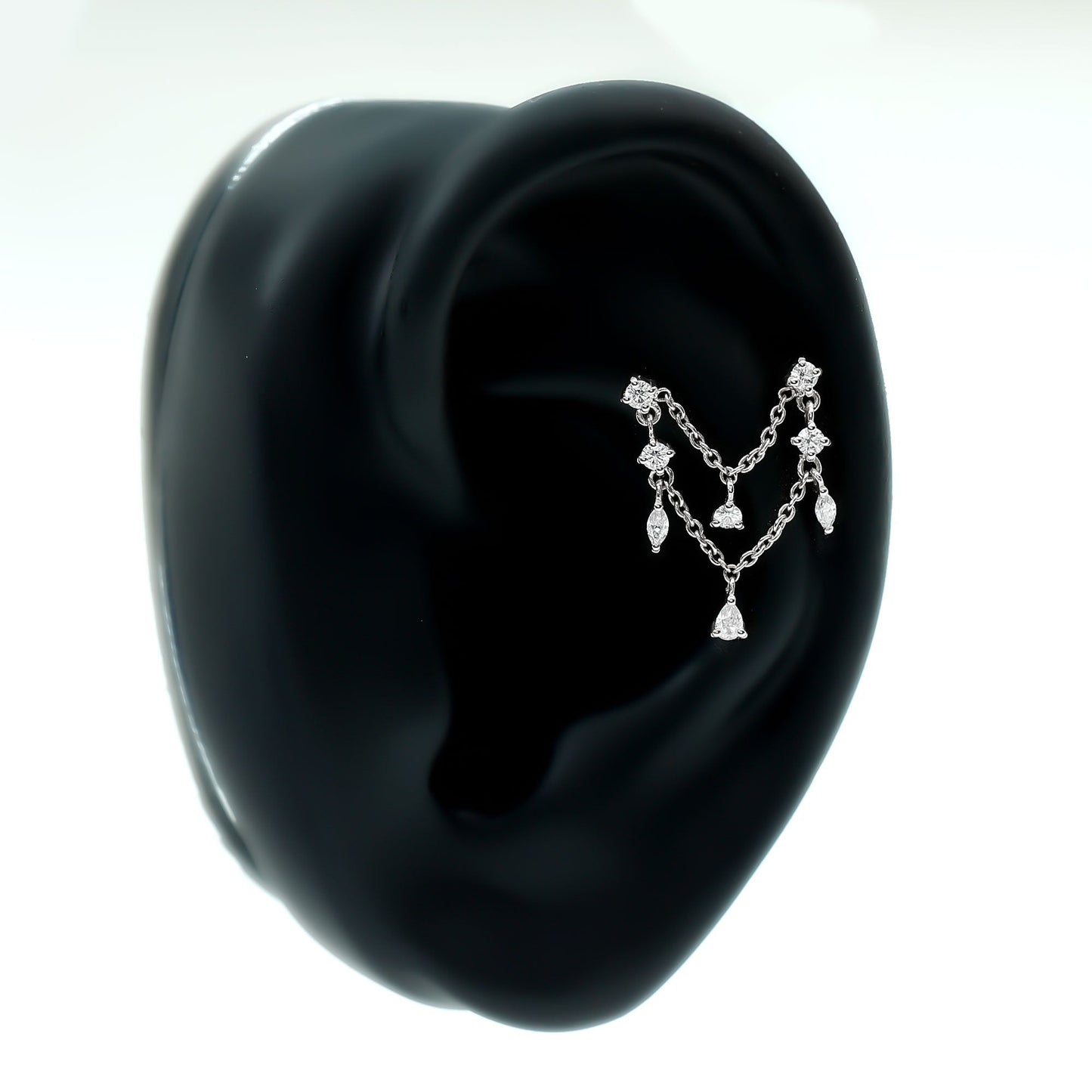 Certified Moissanite Double Chain Helix Earring