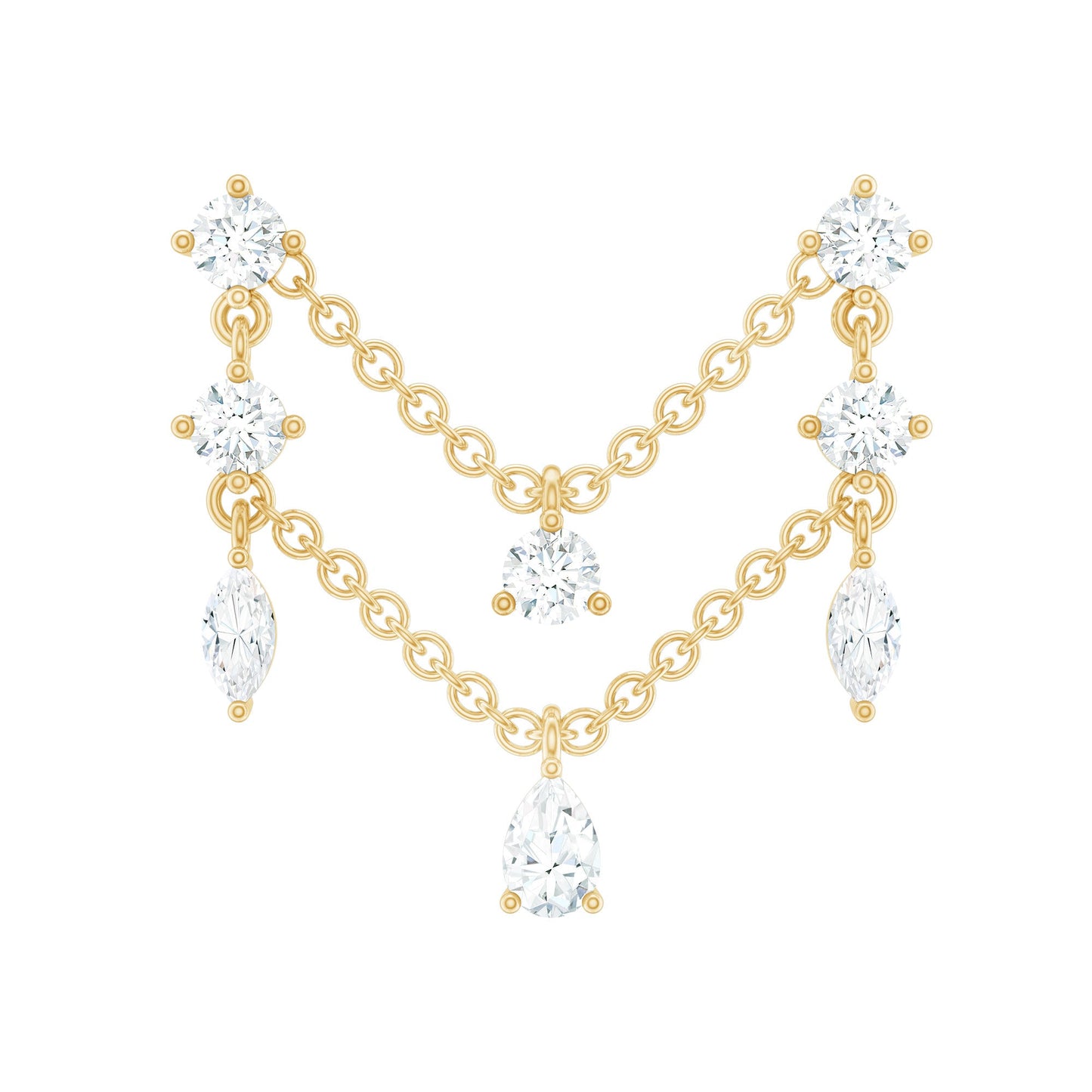 Certified Moissanite Double Chain Helix Earring