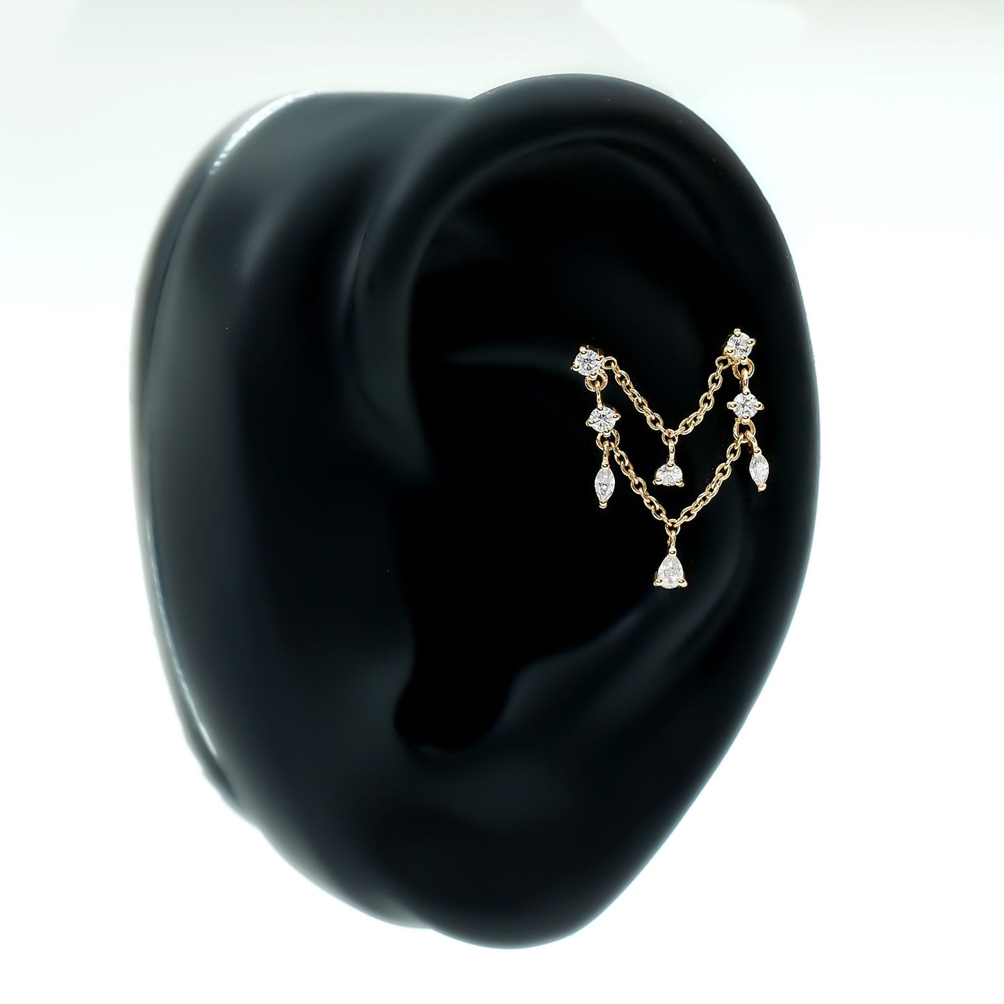Certified Moissanite Double Chain Helix Earring