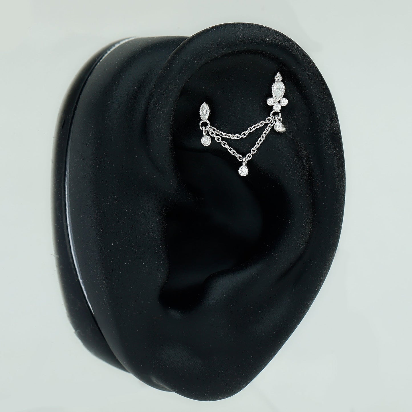 Vintage Style Diamond Double Piercing Earring