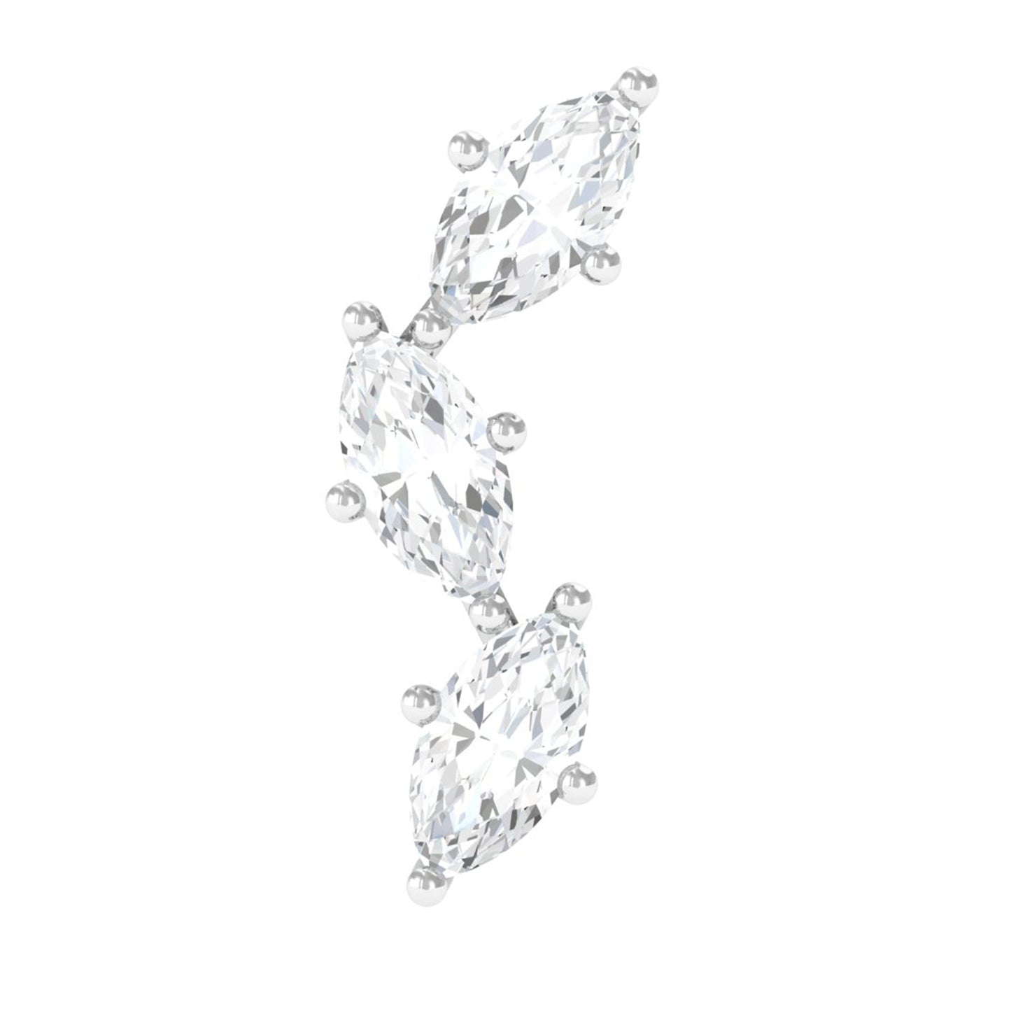 Marquise Cut Moissanite 3 Stone Tragus Earring