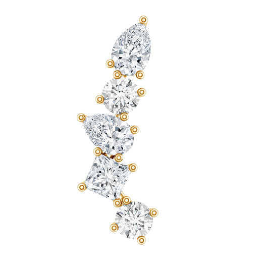 Certified Moissanite Crawler Earring in Prong Setting