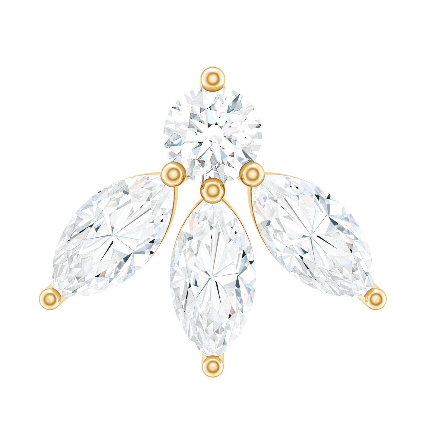 Marquise Shape Diamond Leaf Earring for Helix Piercing