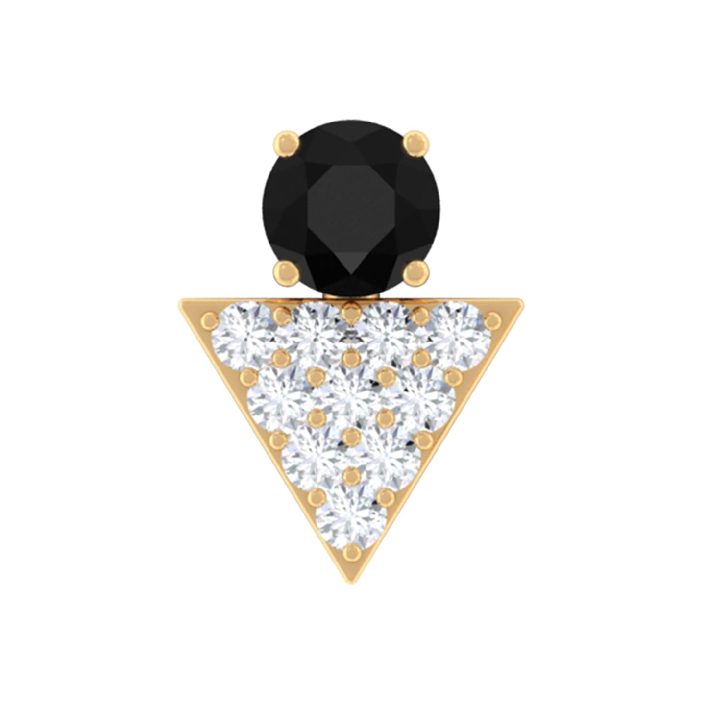 Black Onyx and Diamond Triangle Cartilage Earring