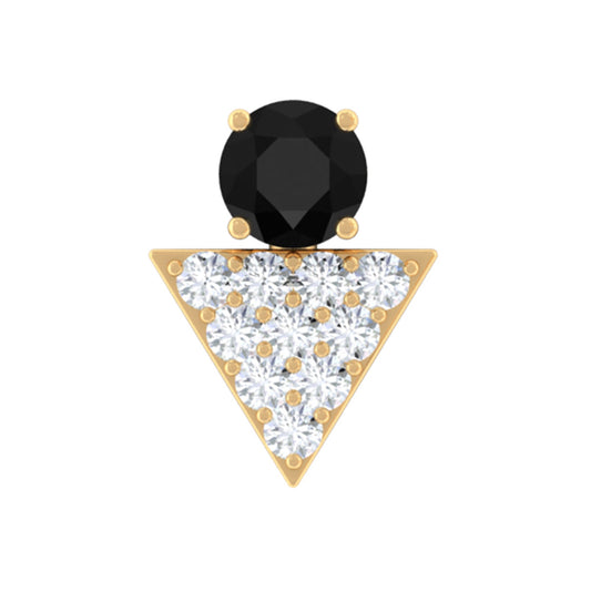 Black Onyx and Diamond Triangle Cartilage Earring