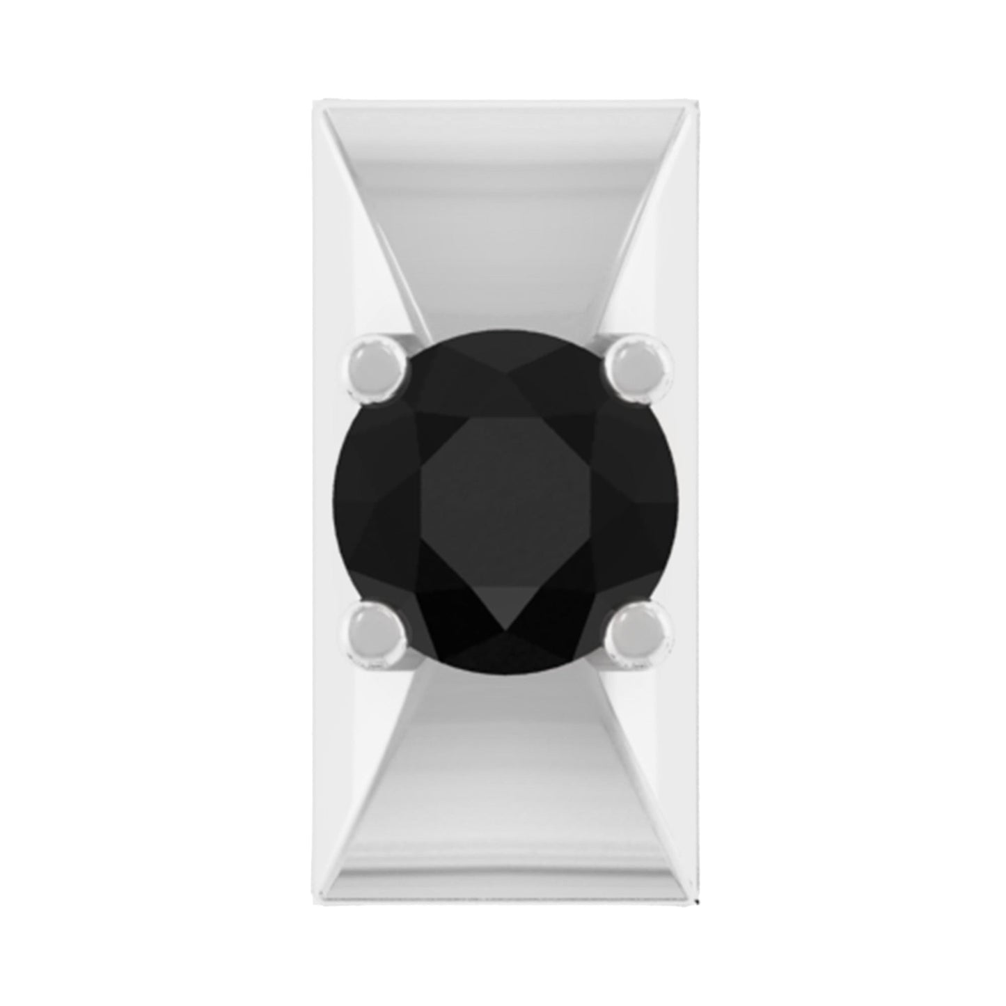 Round Cut Solitaire Black Onyx Bar Tragus Earring