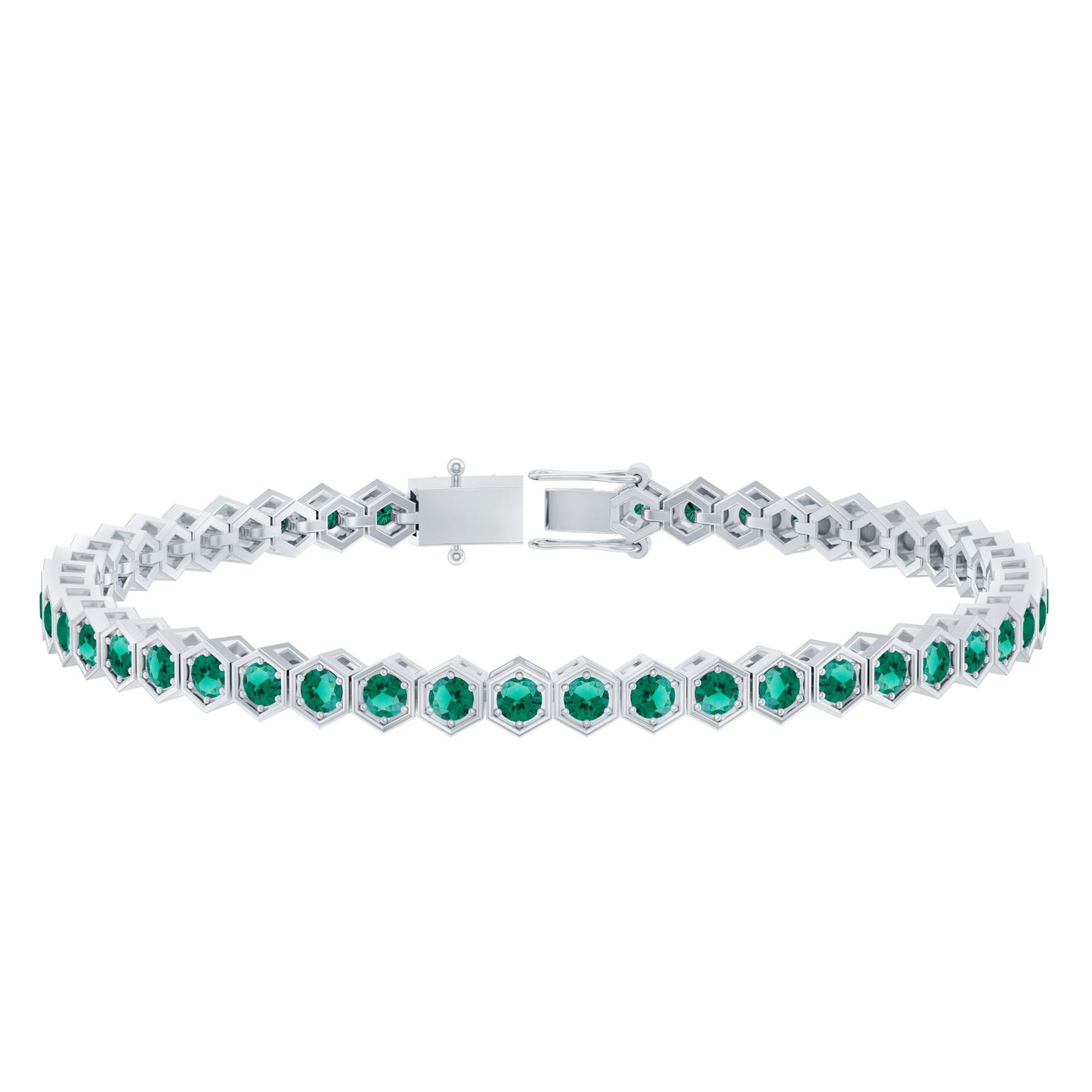 Certified 5.64 Carat Lab Grown Emerald Hexagon Tennis Bracelet for Women
