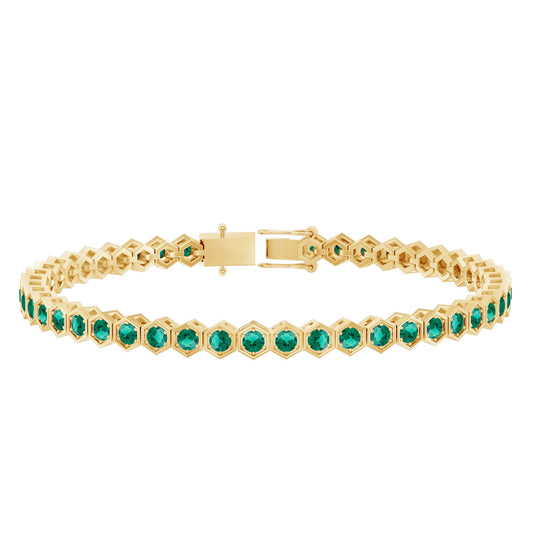 Certified 5.64 Carat Lab Grown Emerald Hexagon Tennis Bracelet for Women