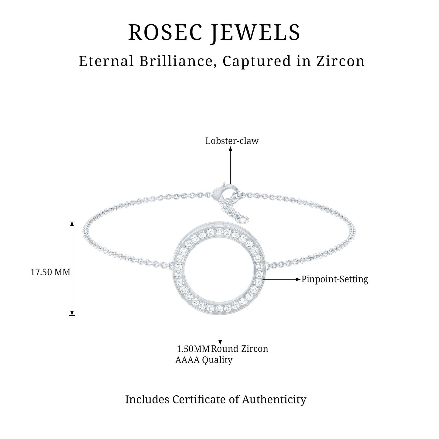 Cubic Zirconia Open Circle Chain Bracelet