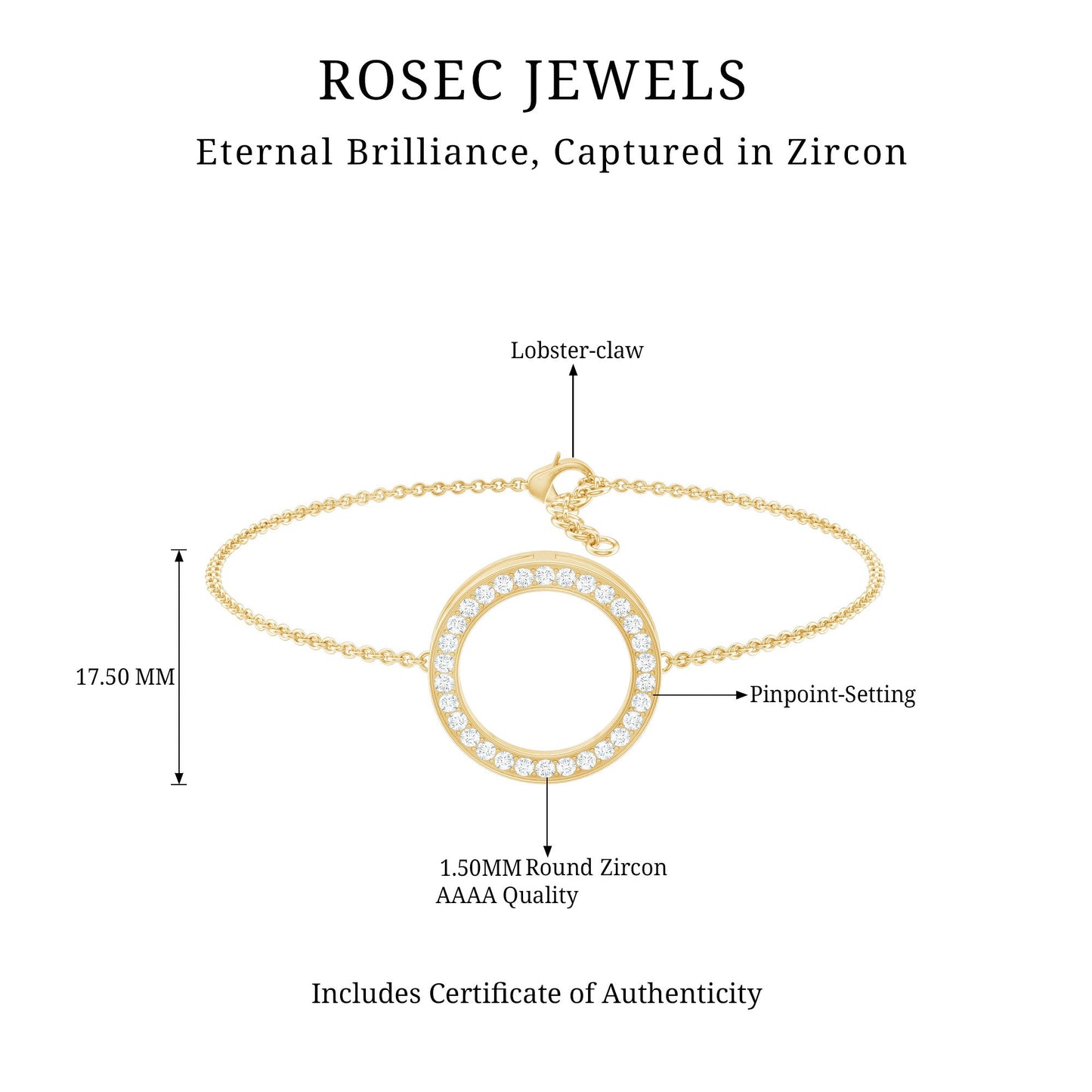 Cubic Zirconia Open Circle Chain Bracelet