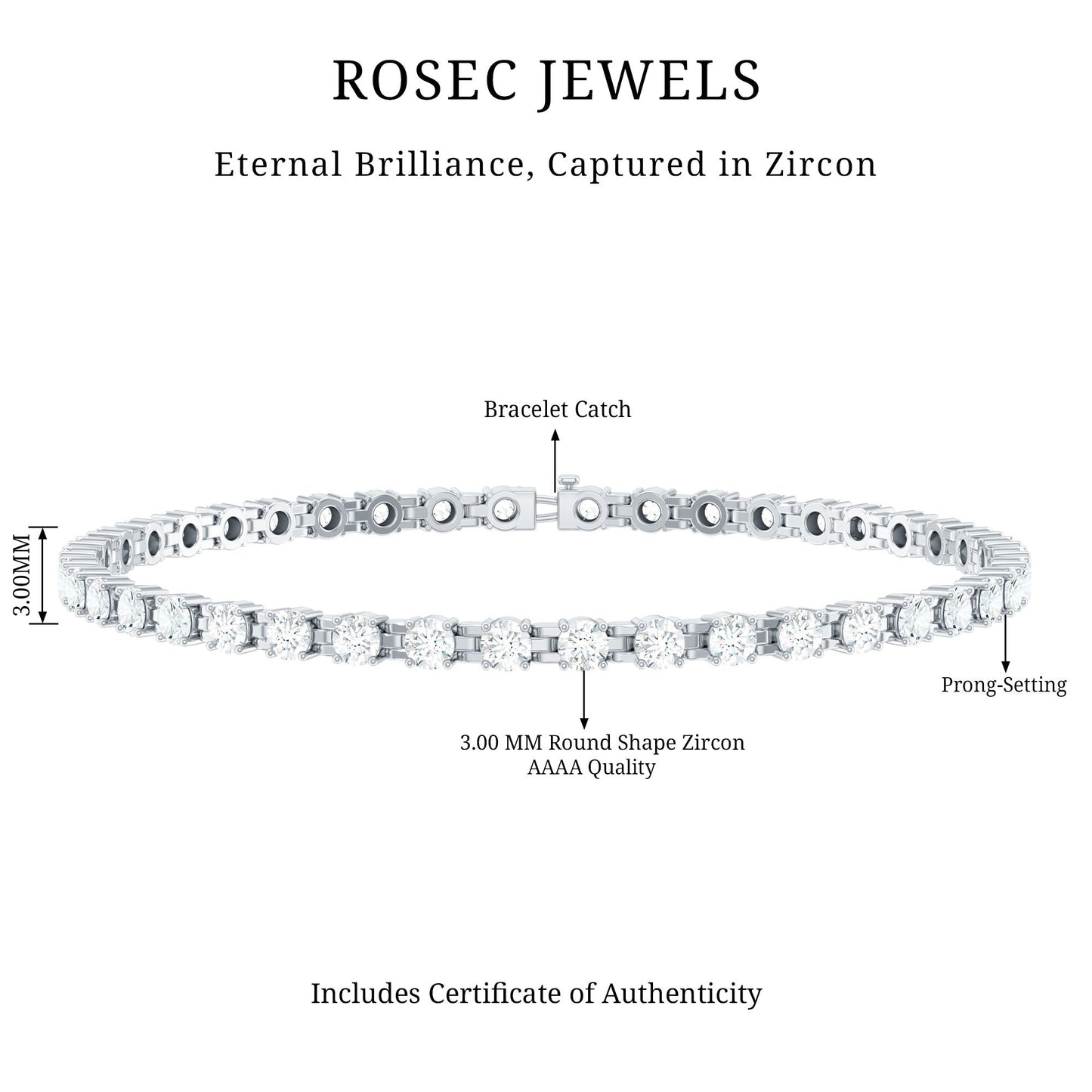 Round Shape Cubic Zirconia Tennis Bracelet