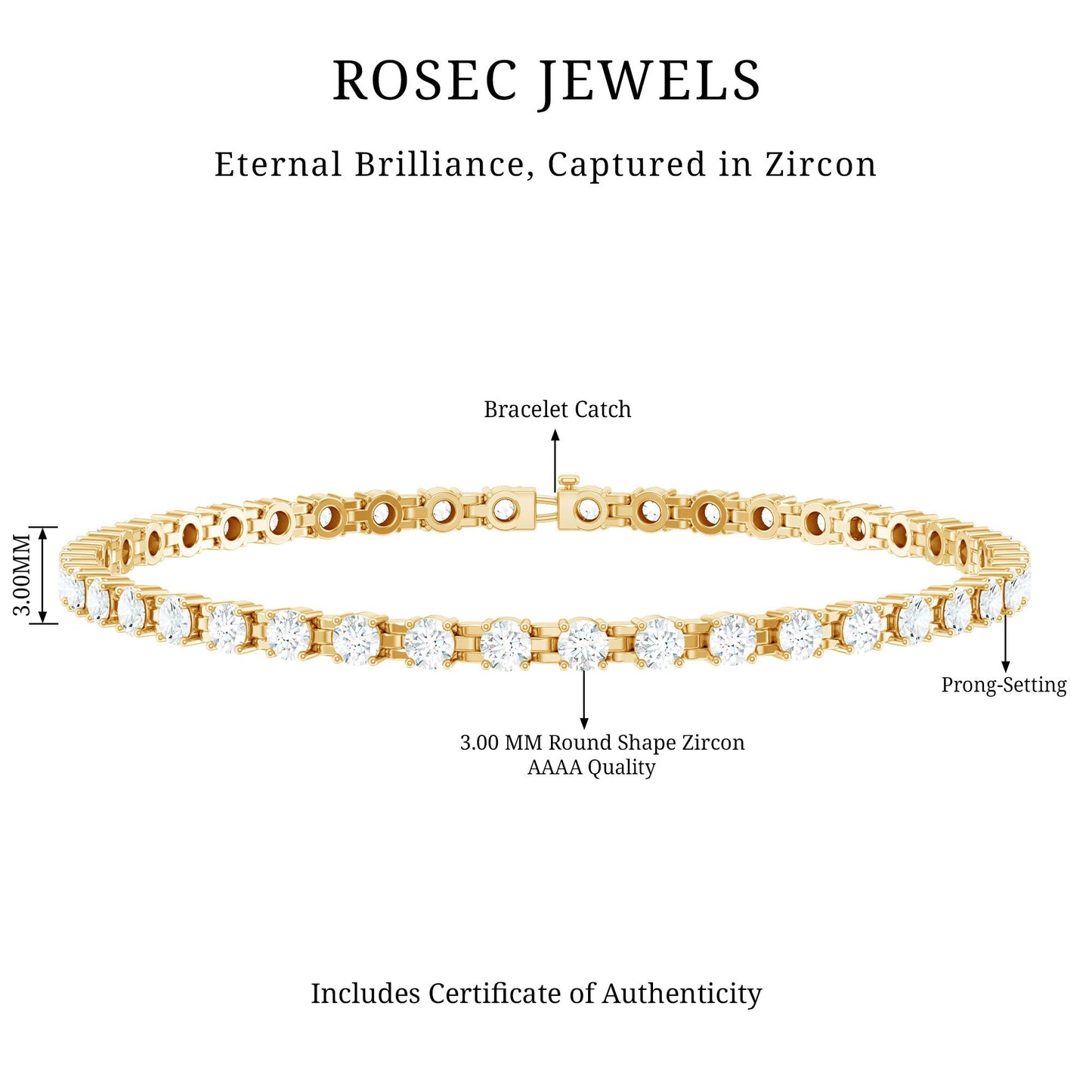 Round Shape Cubic Zirconia Tennis Bracelet