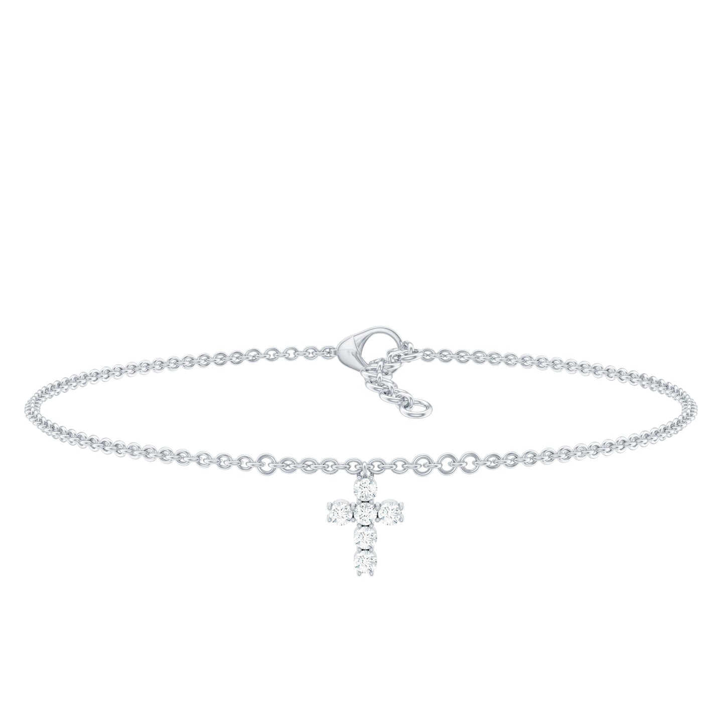 Certified Moissanite Cross Charm Chain Bracelet for Women