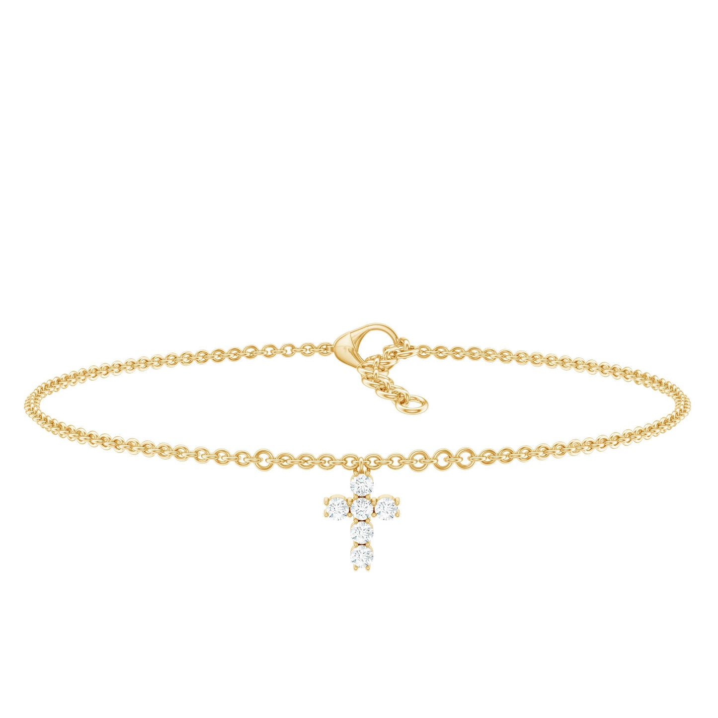 Certified Moissanite Cross Charm Chain Bracelet for Women