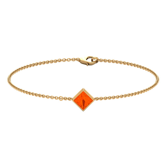 5mm Princess Cut Fire Opal Solitaire Chain Bracelet