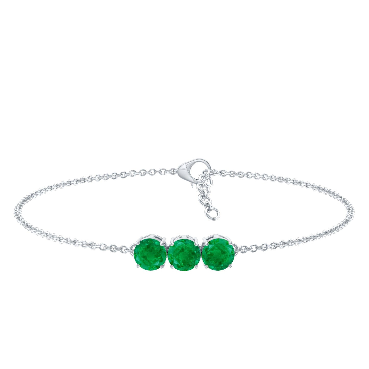 Certified Emerald 3 Stone Chain Bracelet