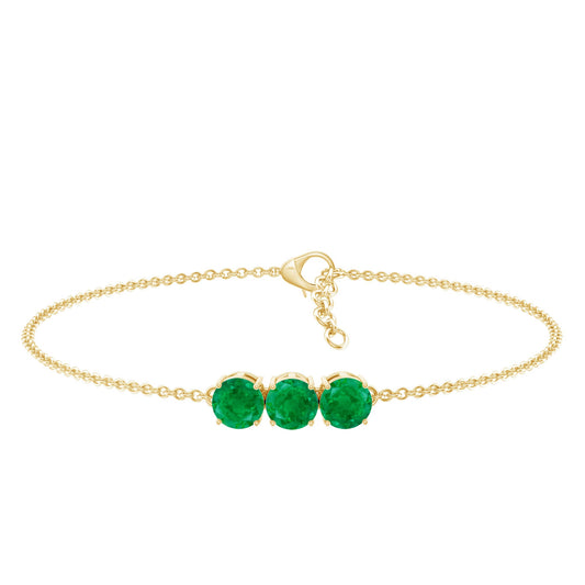 Certified Emerald 3 Stone Chain Bracelet
