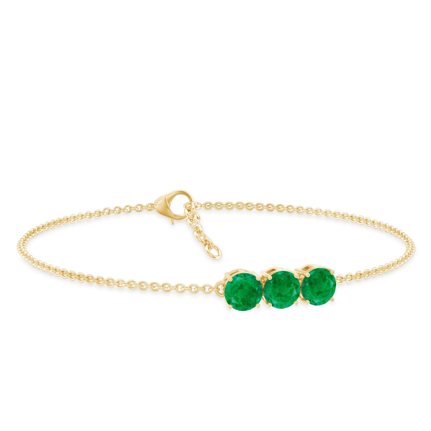 Certified Emerald 3 Stone Chain Bracelet